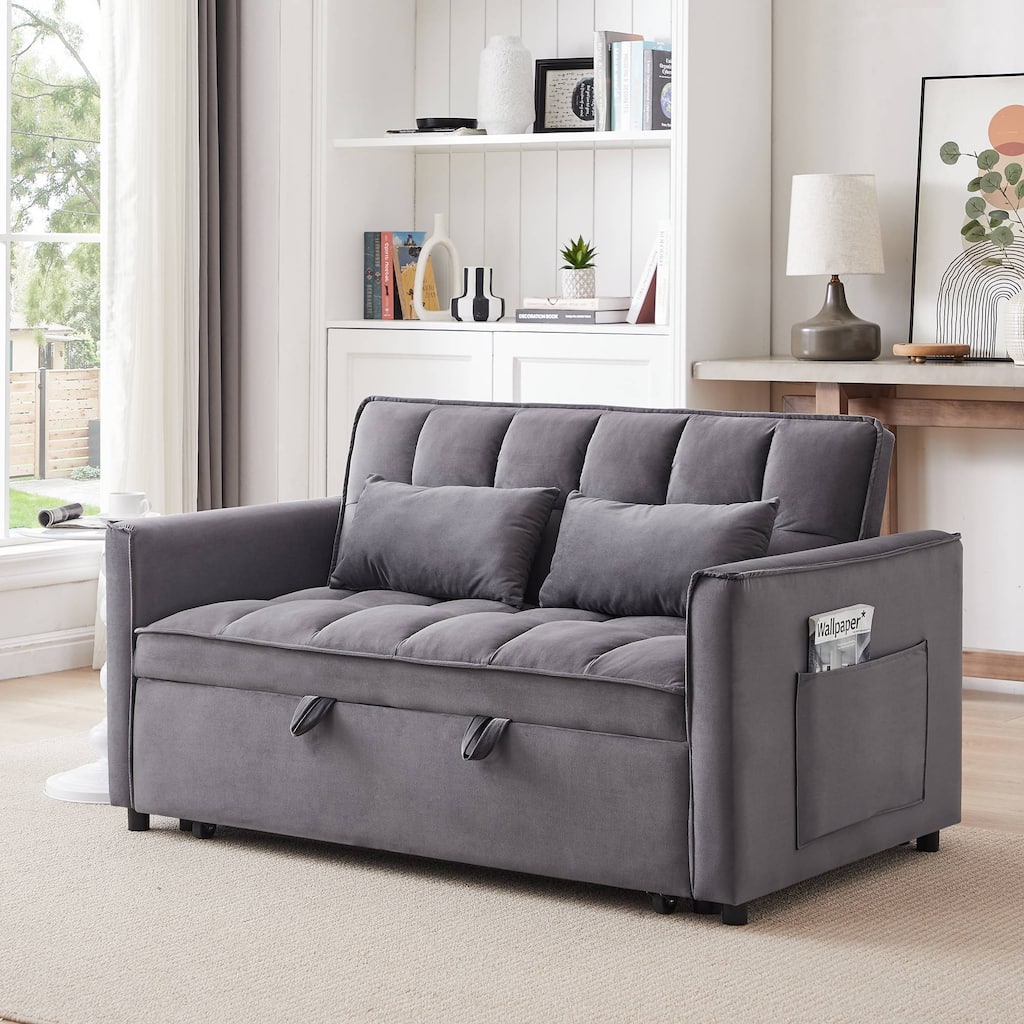 3-in-1 Convertible Modern Velvet Sofa Bed