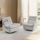 preview thumbnail 2 of 26, Genuine Italian Leather Match Power Swivel Rocker Recliner (Set of 2) Grey
