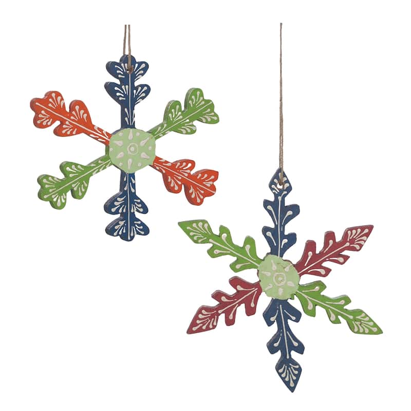 Snowflake Christmas Ornaments - 5.5" - Multi-Color - Set of 6