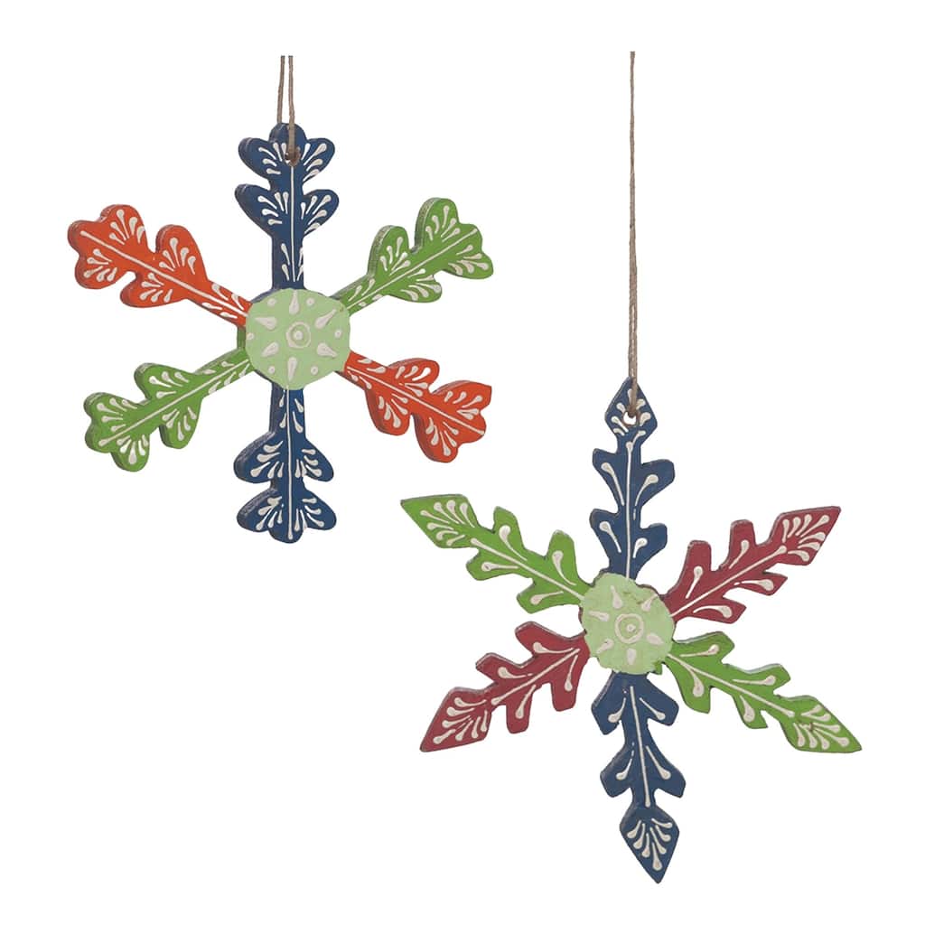 Snowflake Christmas Ornaments - 5.5" - Multi-Color - Set of 6