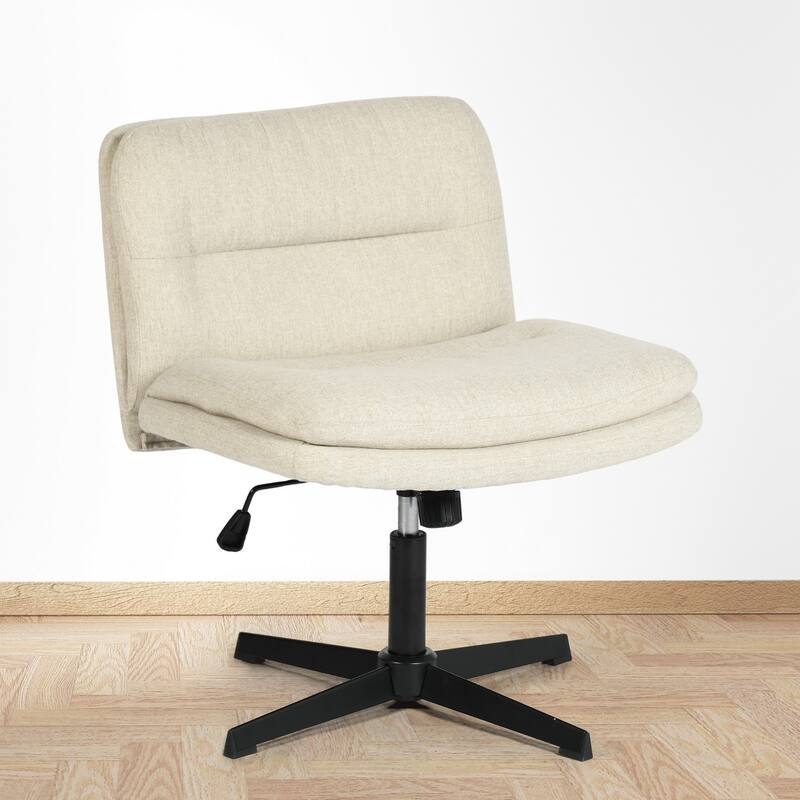 HomyLin Swivel Armless Office Desk Chair, Modern Fabric Padded Vanity Chair