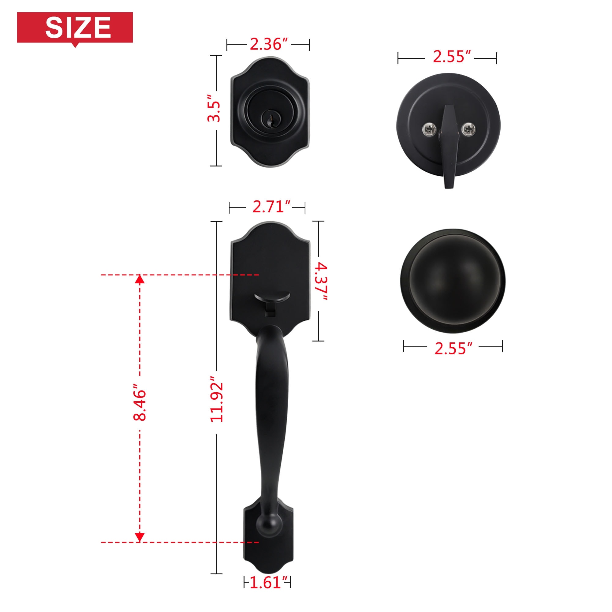 Front Door Satin Nickel Split Hexagonal Handle Door Lock Set