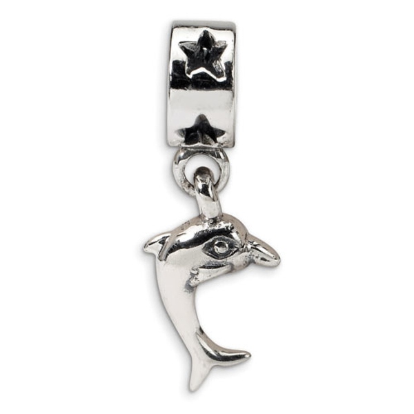 Sterling Silver Reflections Dolphin Dangle Bead (4mm Diameter Hole)