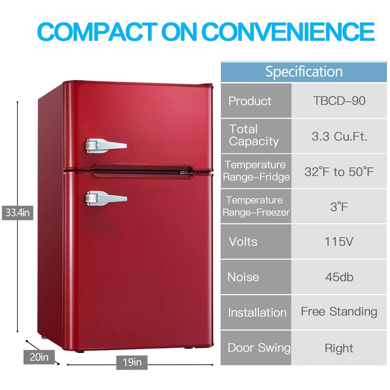 3.2 CU FT Compact Mini Refrigerator Separate Freezer, Small Fridge - On  Sale - Bed Bath & Beyond - 32893969