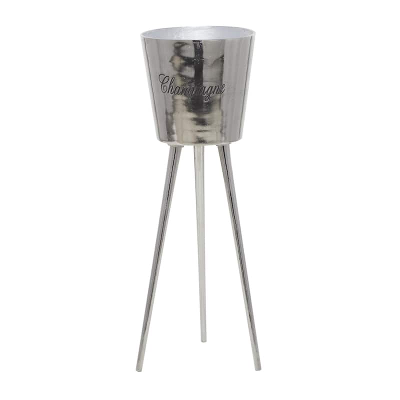 Aluminum Metal Tall Floor Champagne 3 Bottle Ice Bucket - Gray or Gold - Roche River Decor - Grey