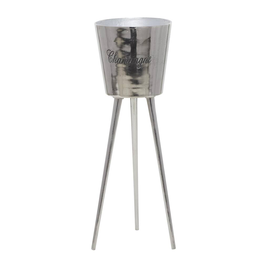 Aluminum Metal Tall Floor Champagne 3 Bottle Ice Bucket - Gray or Gold - Roche River Decor