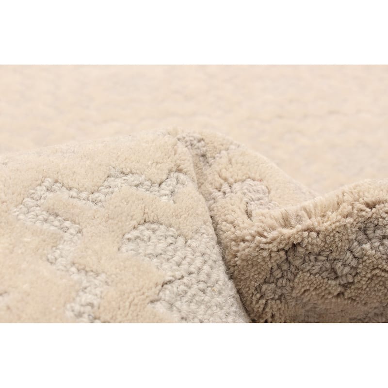 ECARPETGALLERY Hand Tufted Timeless Khaki Wool Rug - 5'0 x 7'7