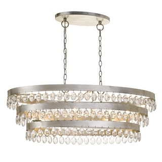Perla 6 Light Antique Silver Linear Chandelier - 36'' W x 13'' H x 18'' D