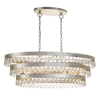 Perla 6 Light Antique Silver Linear Chandelier - 36'' W x 13'' H x 18'' D