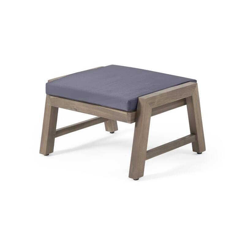 Temecula Acacia Wood Outdoor Ottomans with Cushion (Set of 2) by Christopher Knight Home
