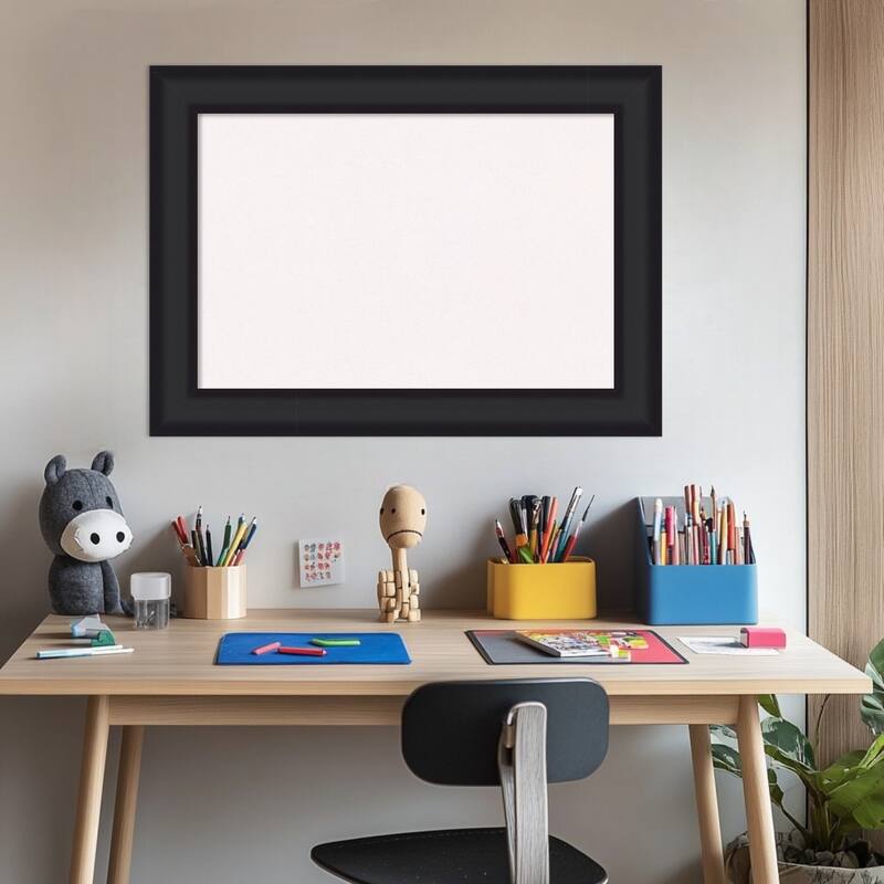 Oliver Black Wood Framed Cork Board - Bulletin Board, Organization Board, Pin Board