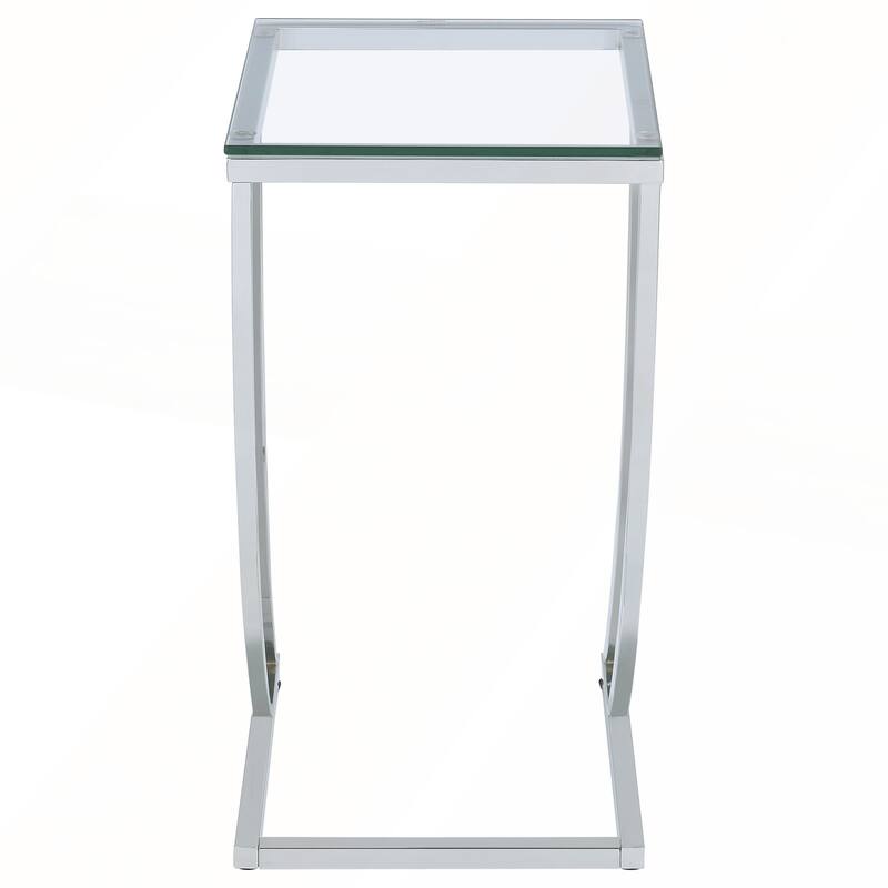 Draper Chrome Rectangular Glass Top Sofa Side Table