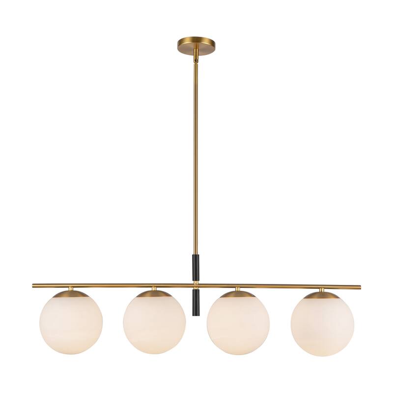 Alora Lighting LP421437 Zuri 4 Light 37" Wide Linear Chandelier with - Brushed Gold / Opal Glass