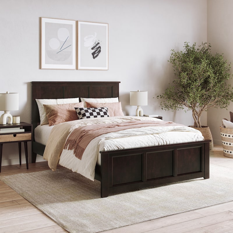 Charlotte Solid Wood Low Profile Platform Bed with Matching Footboard - Espresso - Full
