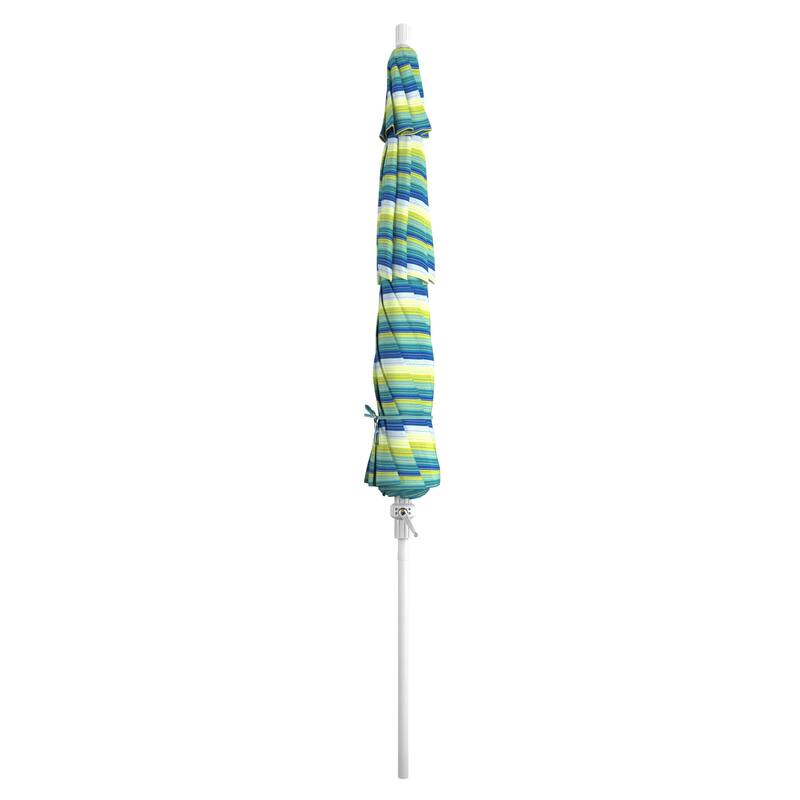 California Umbrella 11' Rd. Aluminum Patio Umbrella, Crank Lift, Collar Tilt, Dbl Wind Vent, White Finish, Sunbrella Fabric