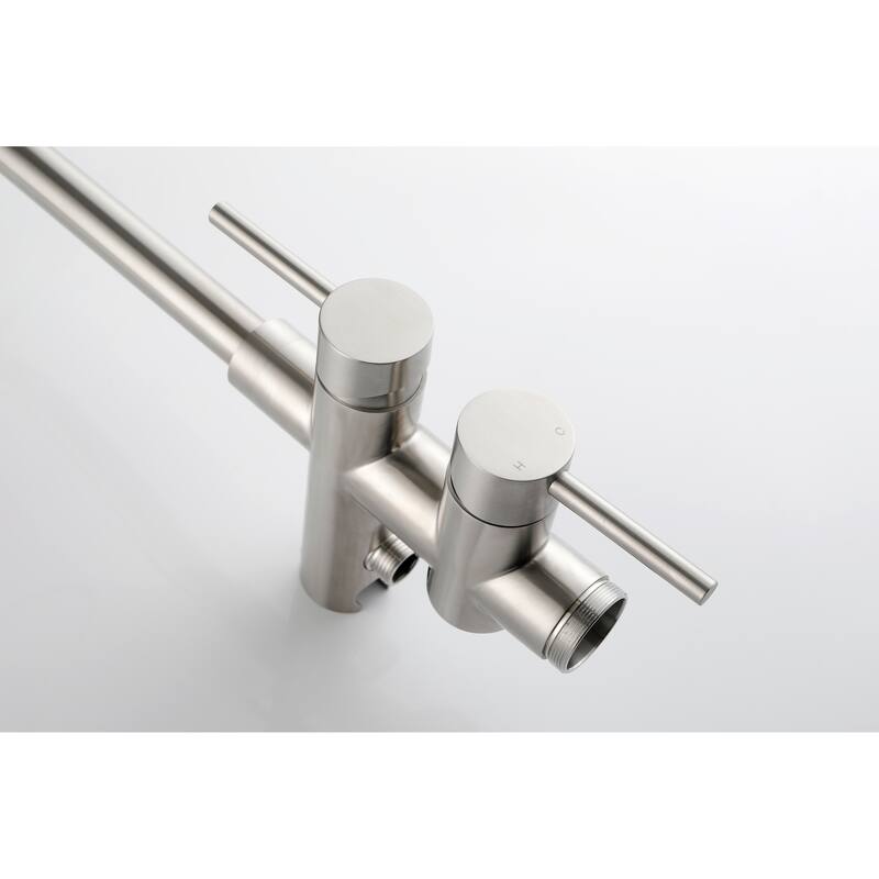 Floor Mounted Tub Faucet High Flow Freestanding Tub Filler Faucet with Handheld Shower Head and Swivel Spout