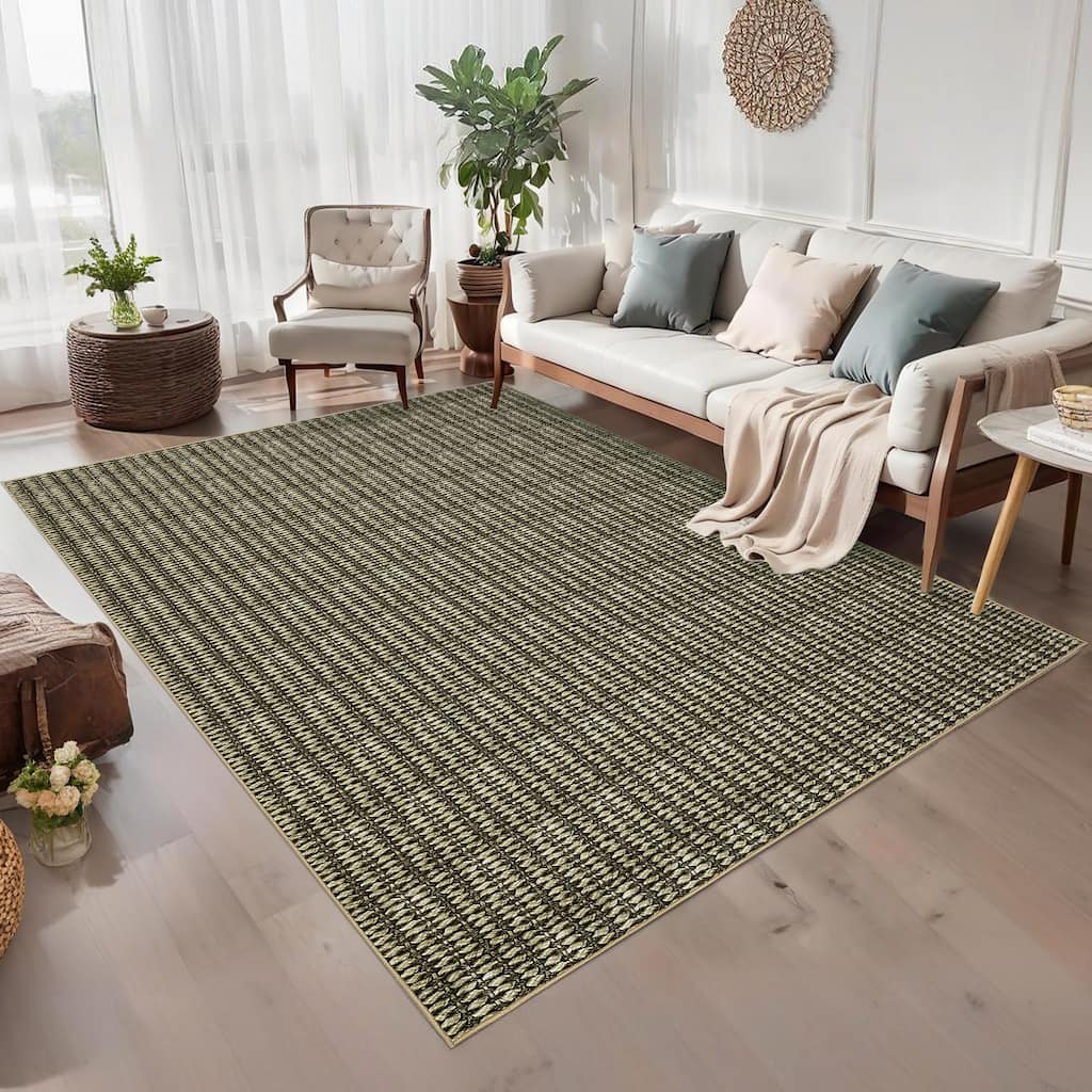 Garvee Modern Vertical Stripe Braided Printed Area Rug