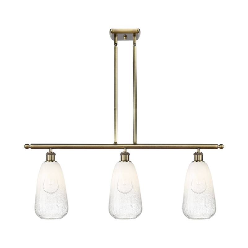 Innovations Lighting Endless Possibilities Ballston - Brookhaven Almond - 3 Light 36" Stem Hung Island Light - Antique Brass/Opal