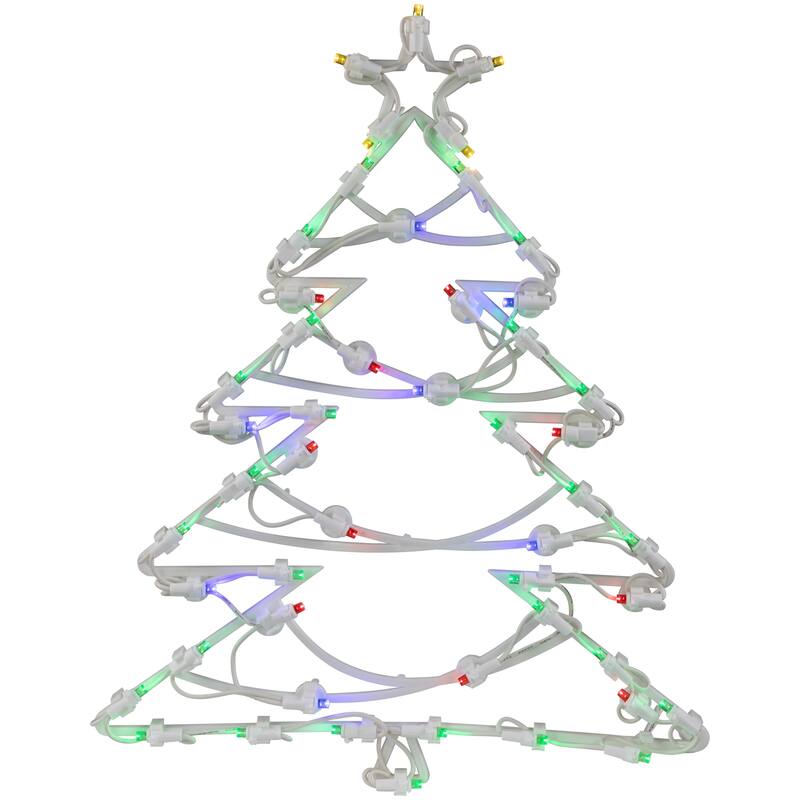 LED Lighted Christmas Tree Window Silhouette Decoration - 16" - Multicolor Lights