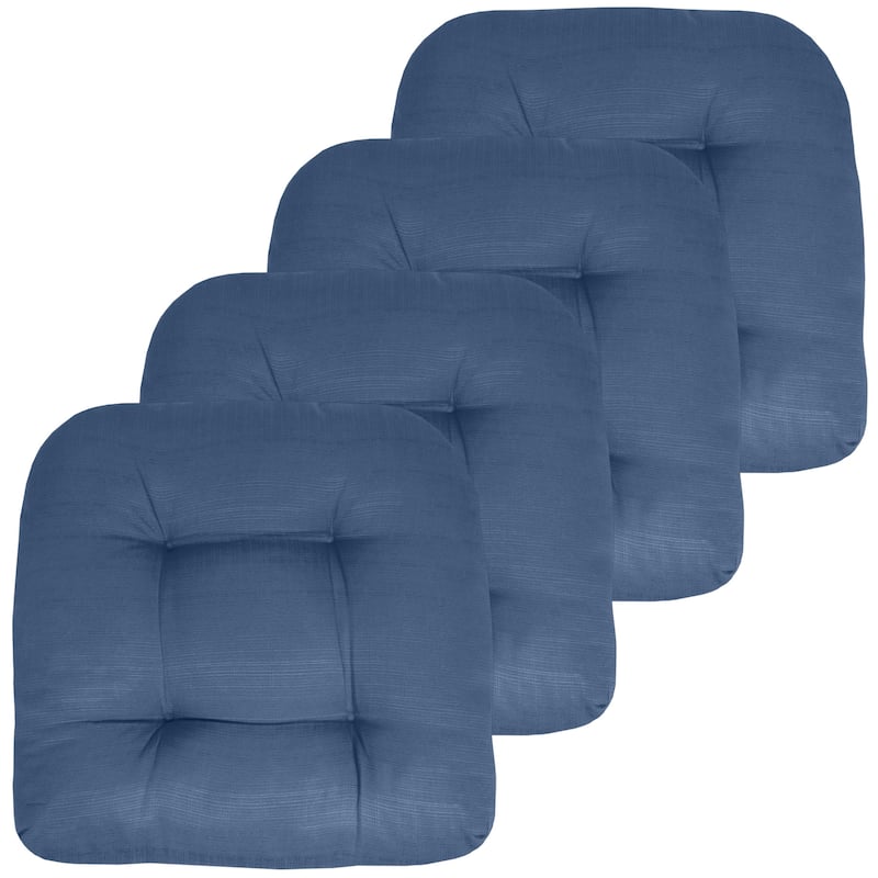 Indoor-Outdoor Reversible Patio Seat Cushion - Blue - Set of 4