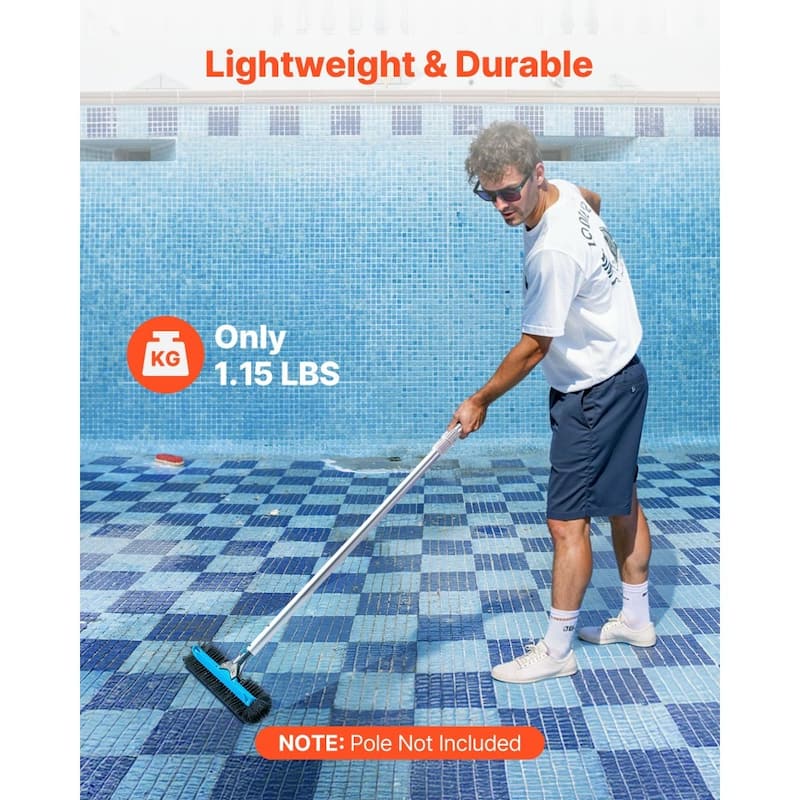 20 Inch Pool Corner Step Brush with High-Density Nylon Bristles and Rust-Resistant Aluminum Handle - 19.69 x 9.45 x 3.54 in