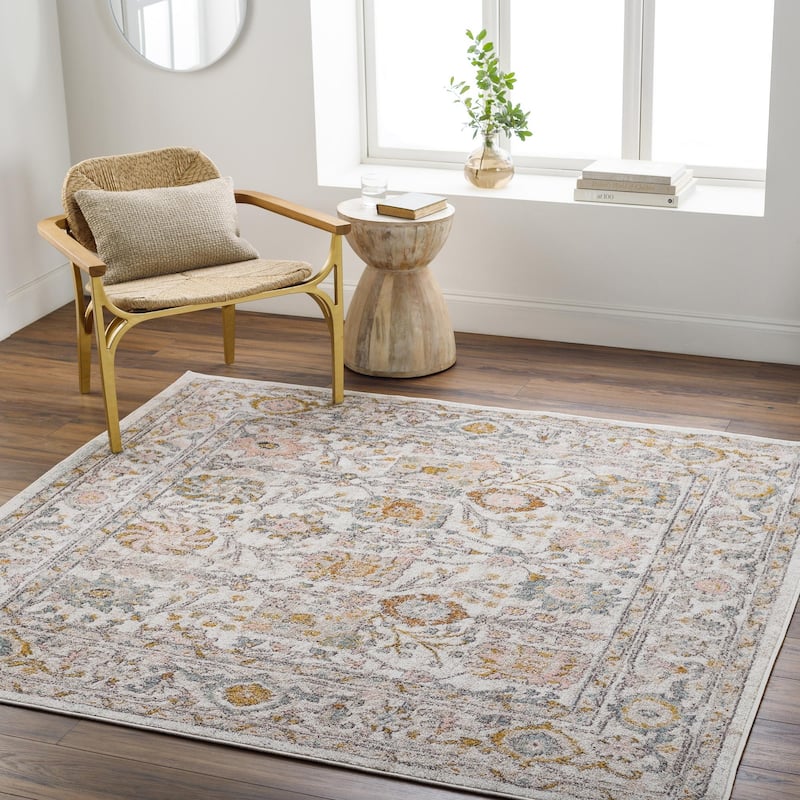 Livabliss Ankara Updated Traditional Floral & Botanical Area Rug - Ivory - 6'7" x 6'7" Square