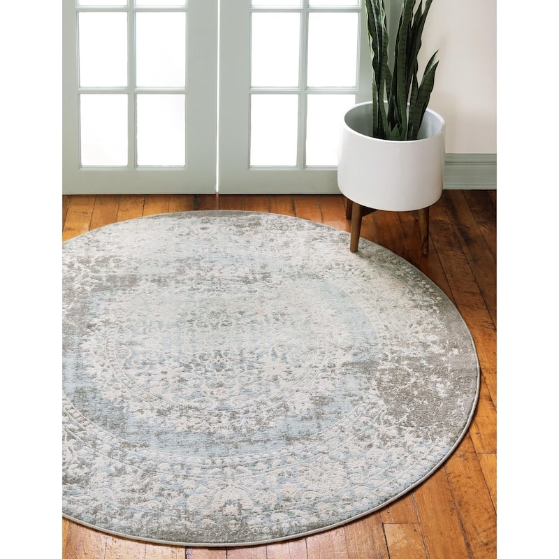 Contemporary Franbu Collection Area Rug - Light Blue - 8' Round
