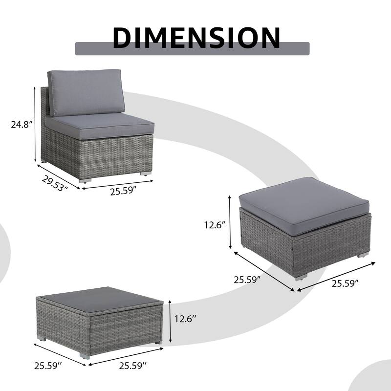 Outdoor 3-Piece Wicker Sofa Set with Ottoman
