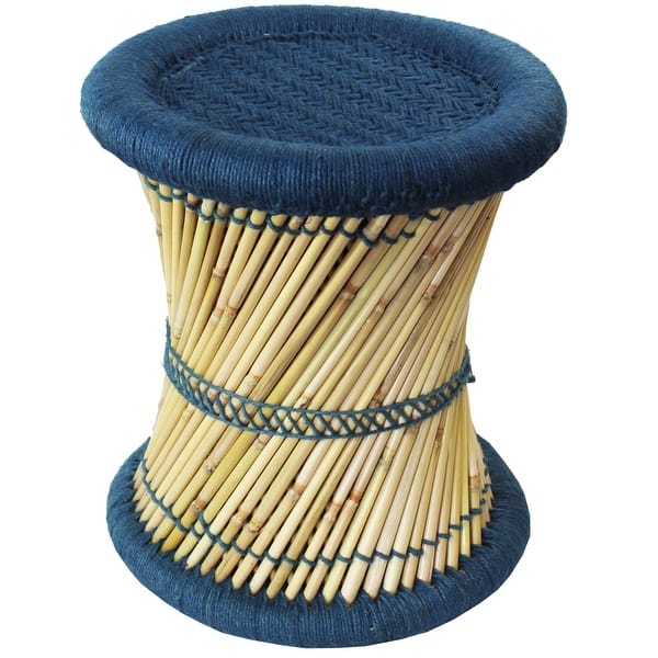 slide 55 of 78, Natural Geo Moray Decorative Handwoven Jute Accent Stool Blue