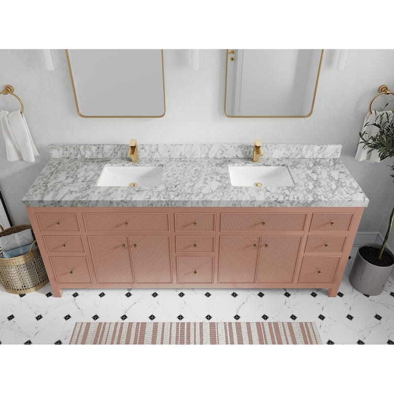 Willow Collections 84 in. W x 22 in. D Sonoma Free Standing Reeded Double Sink Bathroom Vanity with Countertop