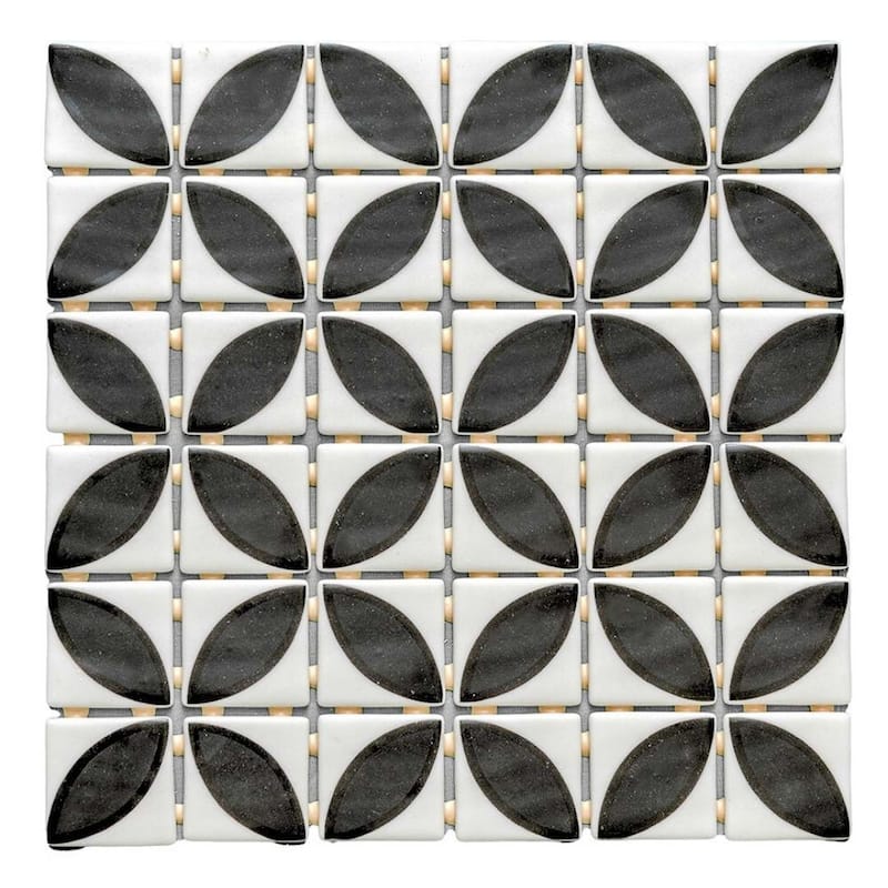 Eterna Lily 2x2 Matte & Shiny Glass Floral Mosaic Tile - Floor, Wall, Backsplash