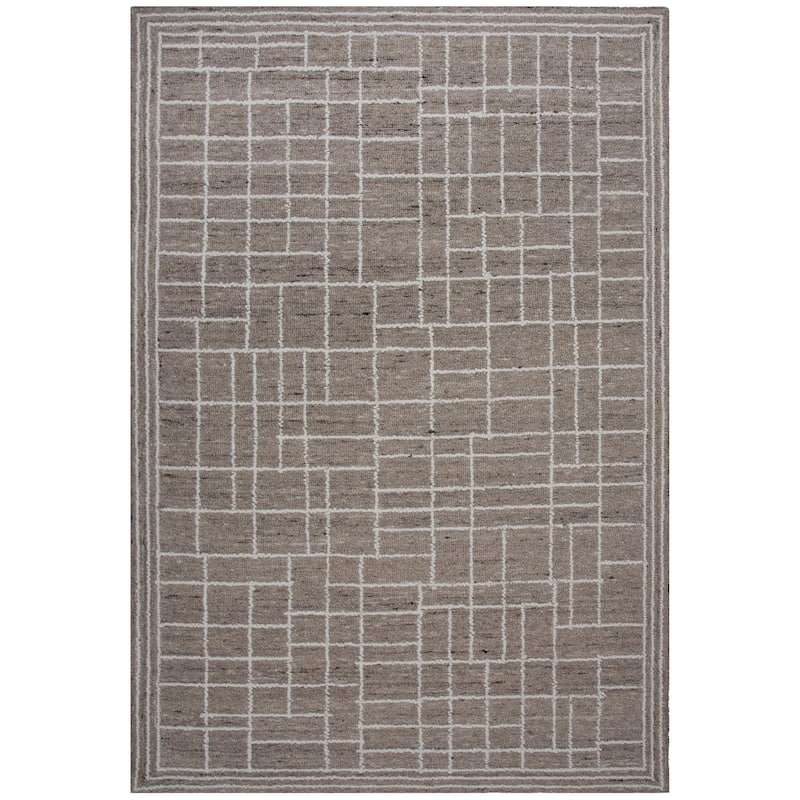 Alora Decor Lofton Geometric Contemporary Wool Rug - 8'9" x 11'9" - Brown