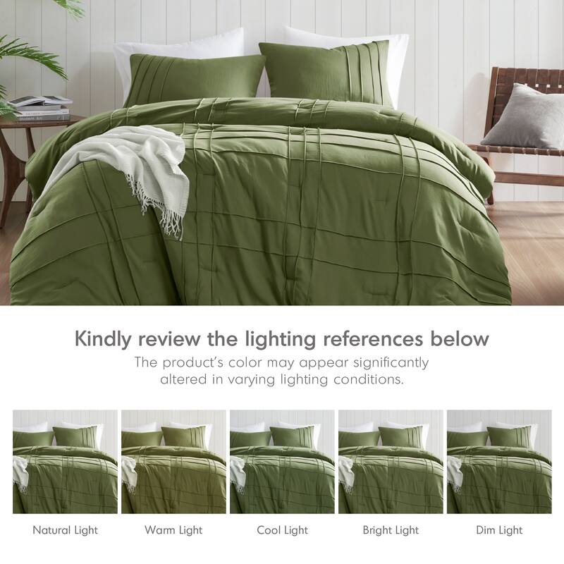 Chelsea Square Evans Pinch Pleated Soft Washed Boho Comforter Set