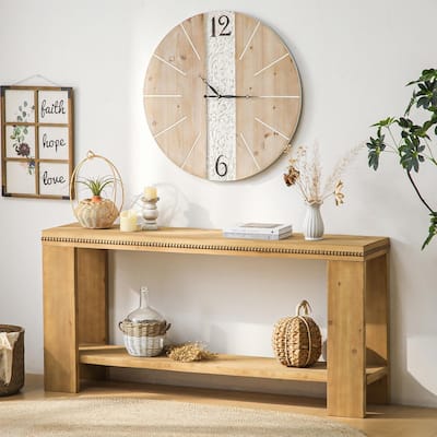 63" Boho Console Table with Storage Shelf