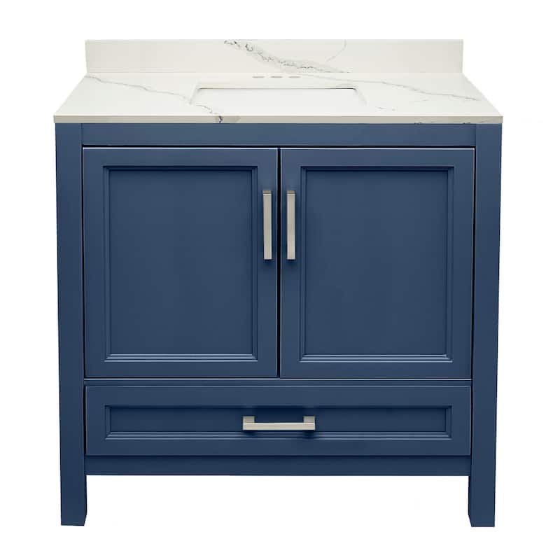 Nevado 37" Bathroom Vanity in Espresso with Quartz Stone Vanity Top Sink w/ Backsplash in Galaxy White Single Hole