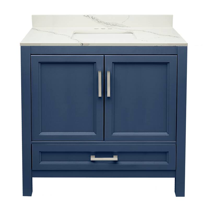 Nevado 37" Bathroom Vanity with Cultured Marble Vanity Top Sink in White with White Basin