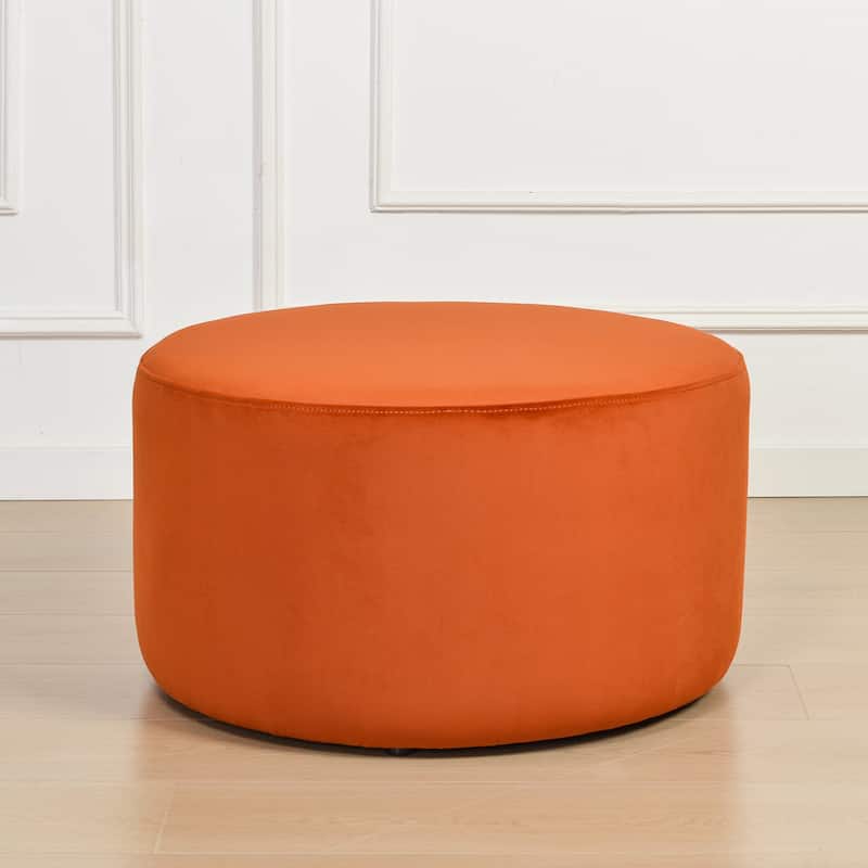 KINWELL Round Upholstered Pouf Ottoman Footrest