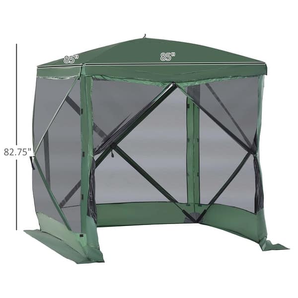 dimension image slide 1 of 2, Outsunny 7'x7' Pop Up Camping Canopy Tent with Ventilating Mesh Screen, Portable Carry Bag for Outdoor Party