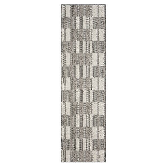 Terra by Obeetee Resort Boxes Rug - Cream/Onyx - 2'2" x 7'6"