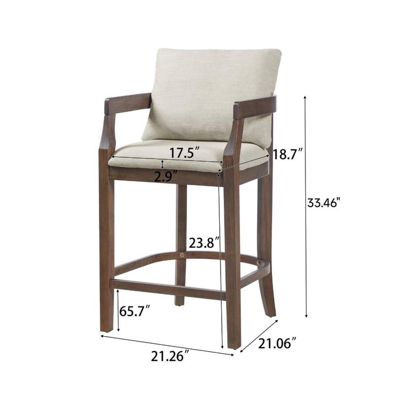 Christopher Knight Home - Rosdale Modern Upholstered Counter Height Bar Stool with Armrests, Padded Seat & Backrest, Set of 2
