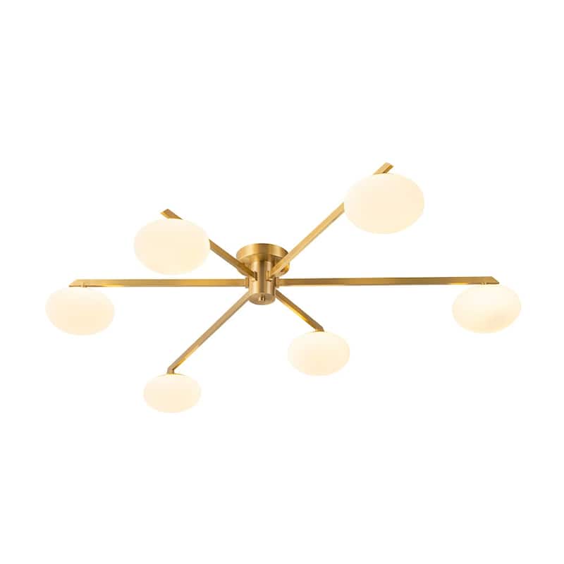 Mid-century Modern Oval Glass Accents Semi-flush Mount