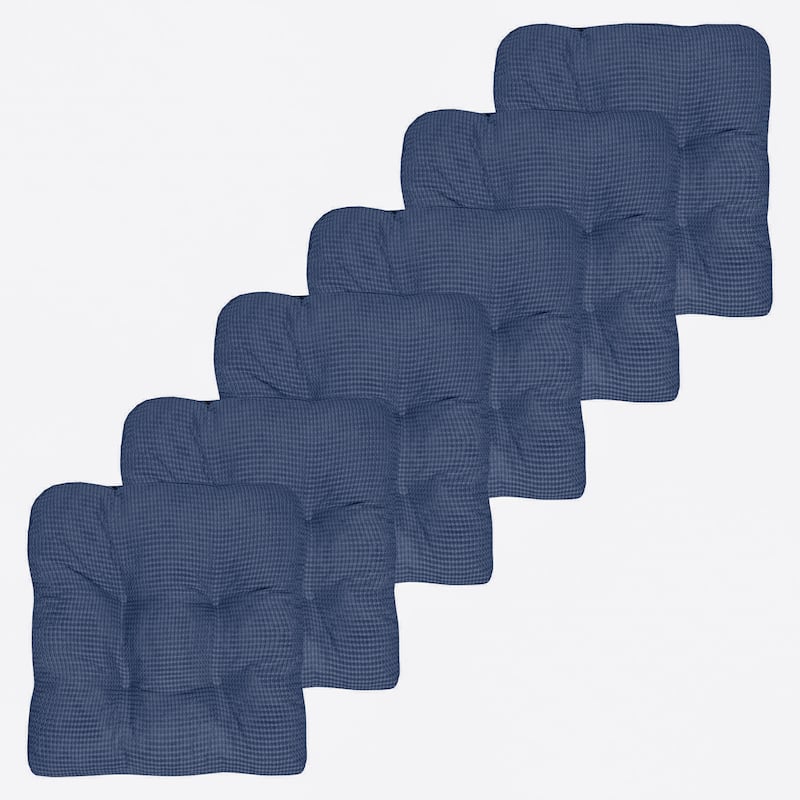 Fluffy Memory Foam Non-slip Chair Pad - Set of 6 - Navy