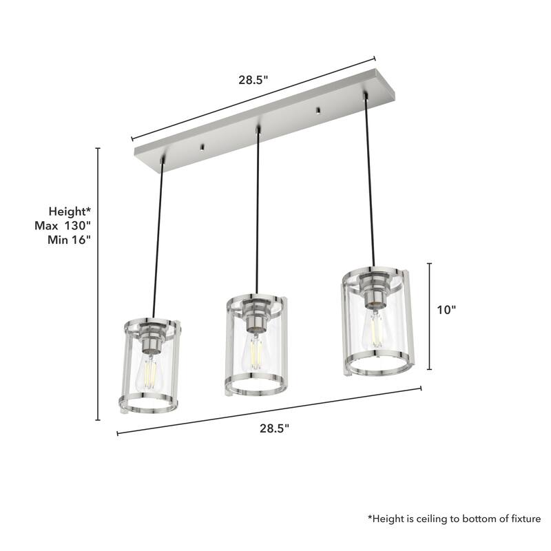 Hunter Astwood 3-Light Linear Cluster, Kitchen Island, Dining Room - Transitional, Contemporary, Modern Farmhouse