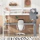 preview thumbnail 3 of 6, White Twin Size Loft Bed with L-Shaped Desk, Tree Shape Bookcase and Charging Station