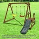 preview thumbnail 3 of 5, 2 in 1 Natural Outdoor Wood Swing Set for Backyard with Slide