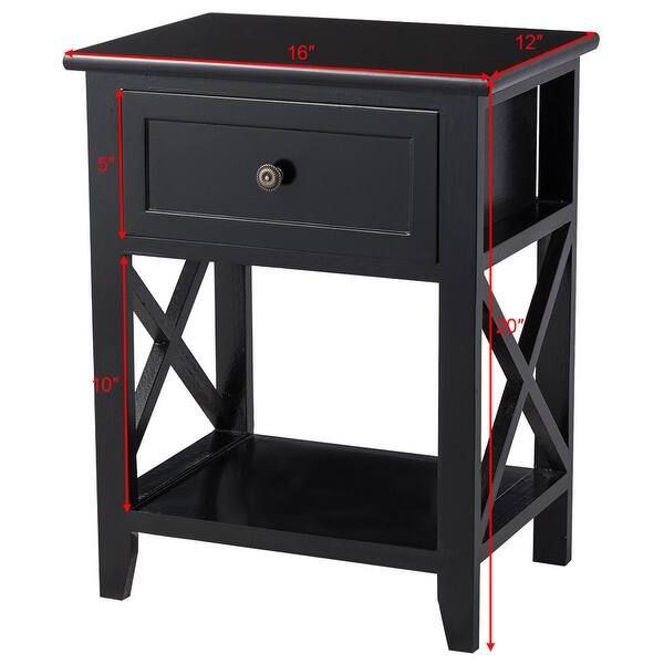 Shop Costway End Bedside Table Nightstand Drawer Storage Room