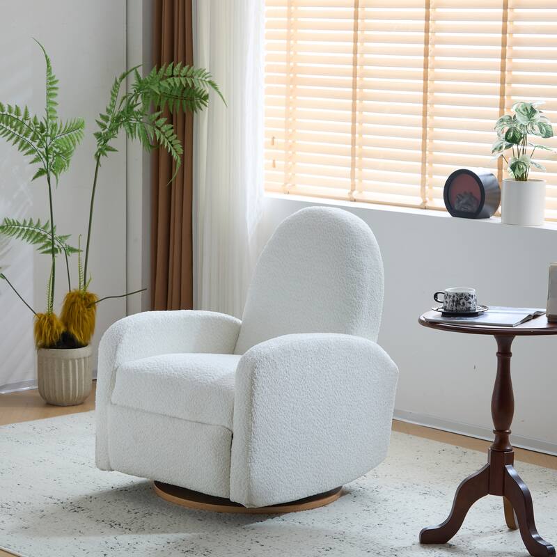 Contemporary Design 360 Swivel Boucle Glider Recliner Chair - Beige