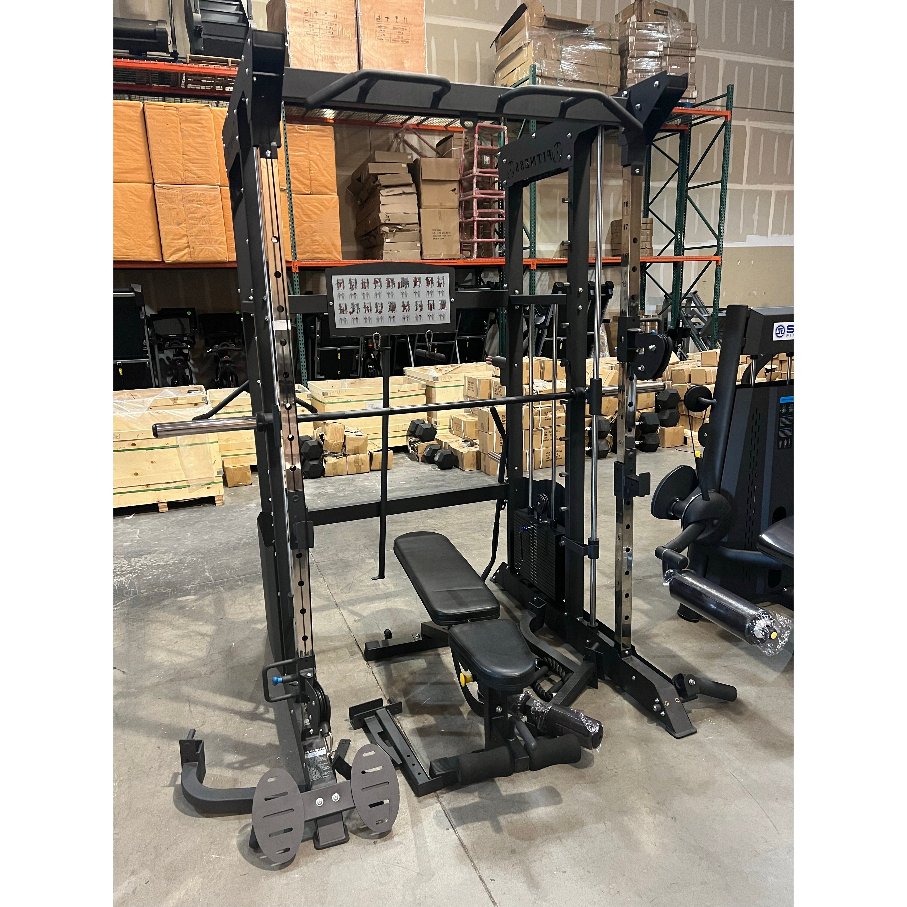 SFE Multi Functional Trainer Smith Machine Home Gym w 2 200lb
