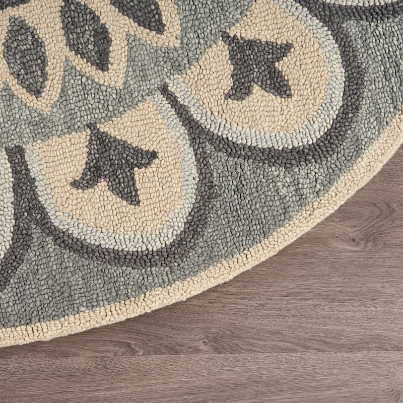 Dana Grey/Beige Medallion Hand-Tufted Wool Contemporary Indoor Area Rug by Sevita