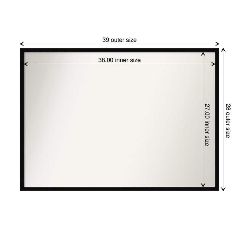 Non-Beveled Wood Bathroom Wall Mirror - Svelte Silver Frame - 39 x 28 in - Svelte Noir Black